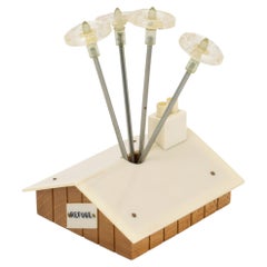 Picks da cocktail di metà secolo in lucite e legno, circa 1950