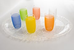 Willy Rizzo Style Ice Effect Lucite Barware Oval Butler Tray