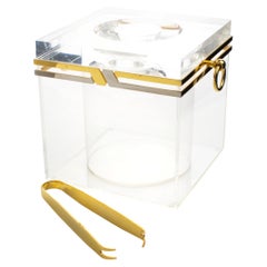 Romeo Rega Modernist Barware Chrome, Brass and Lucite Ice Bucket, circa 1970