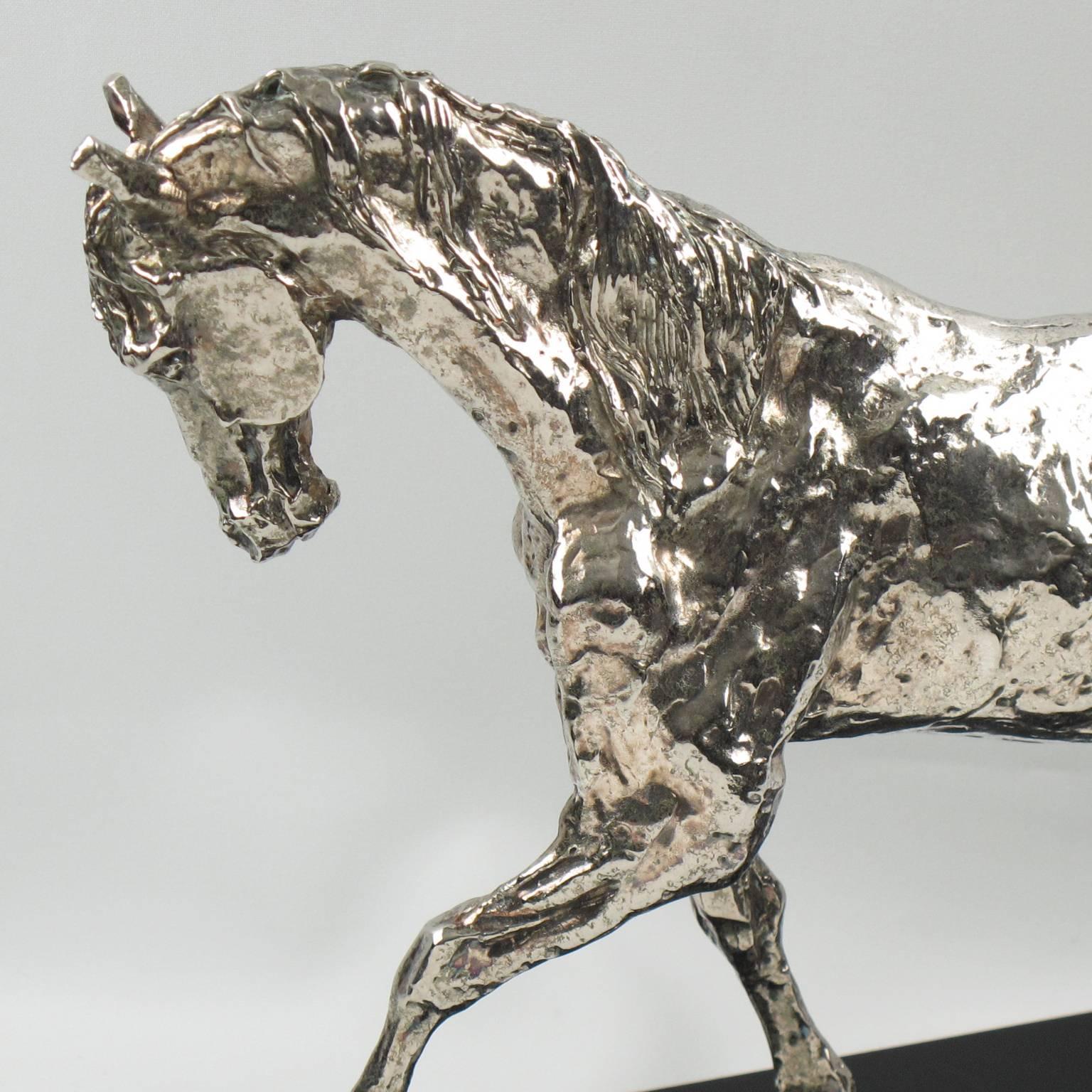 Mid-20th Century Modernist Silver Plate Horse Sculpture In Good Condition In Atlanta, GA