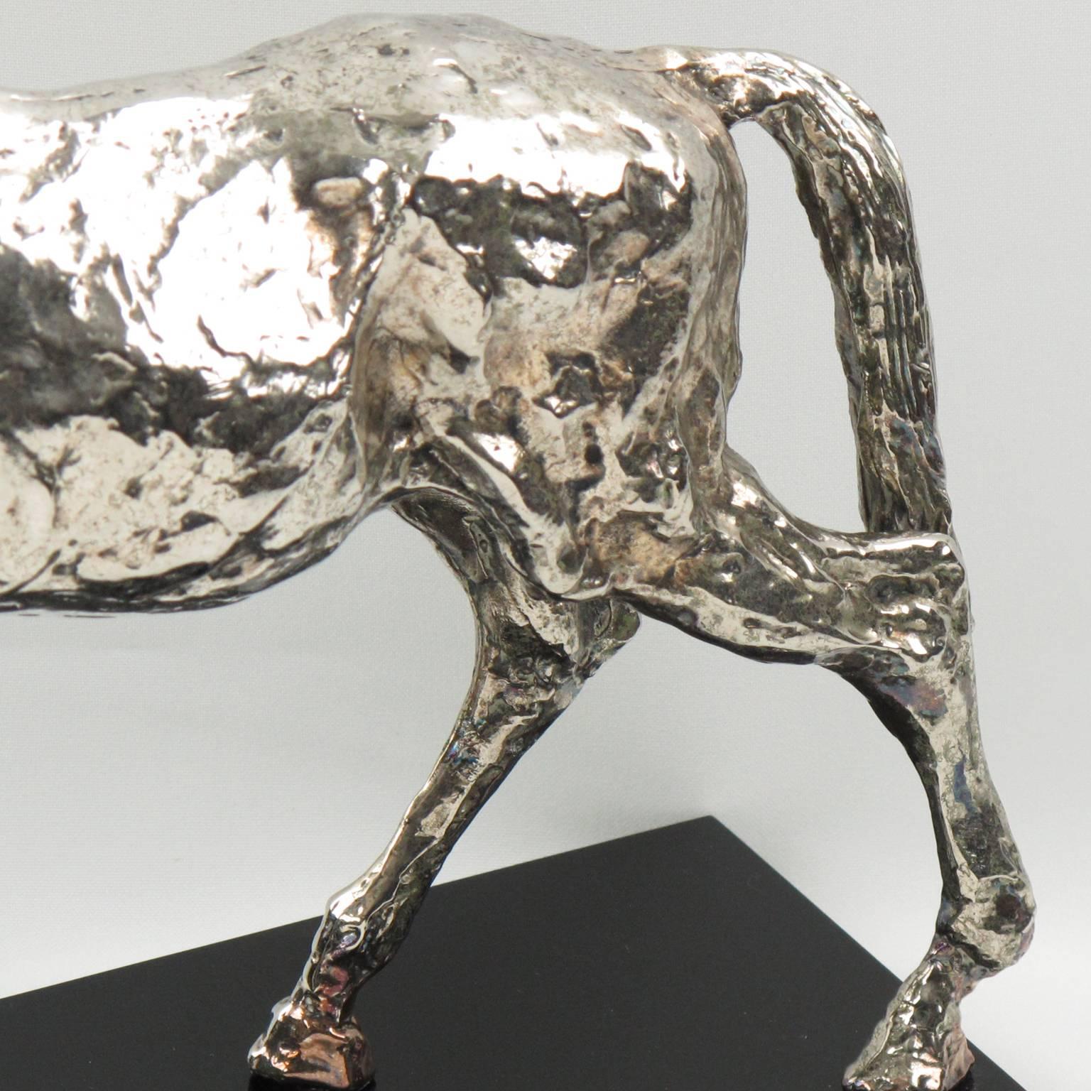 Mid-20th Century Modernist Silver Plate Horse Sculpture 1