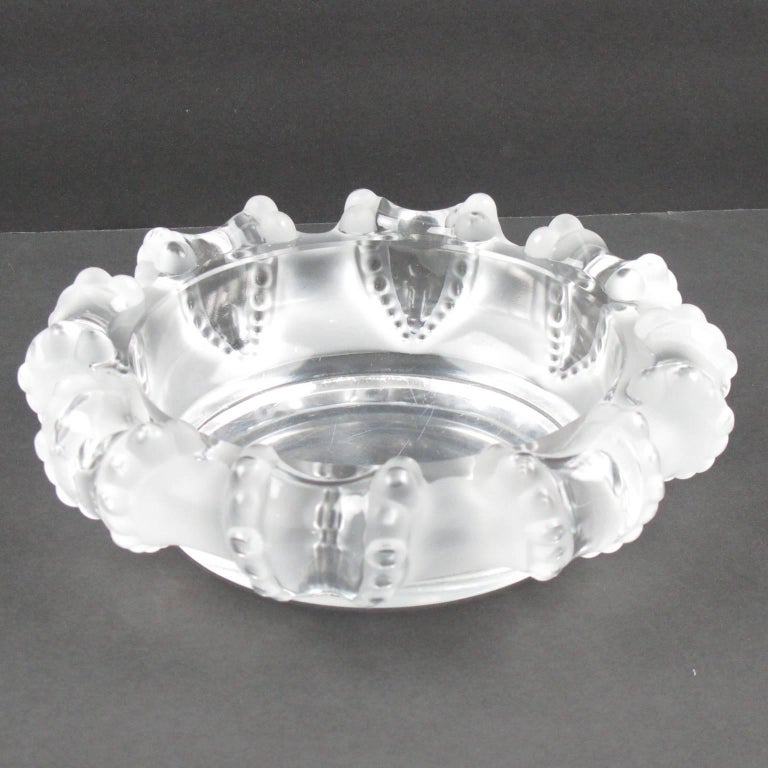 Lalique France Large Crystal Cigar Ashtray Bowl Dish 'Cannes' Octopus