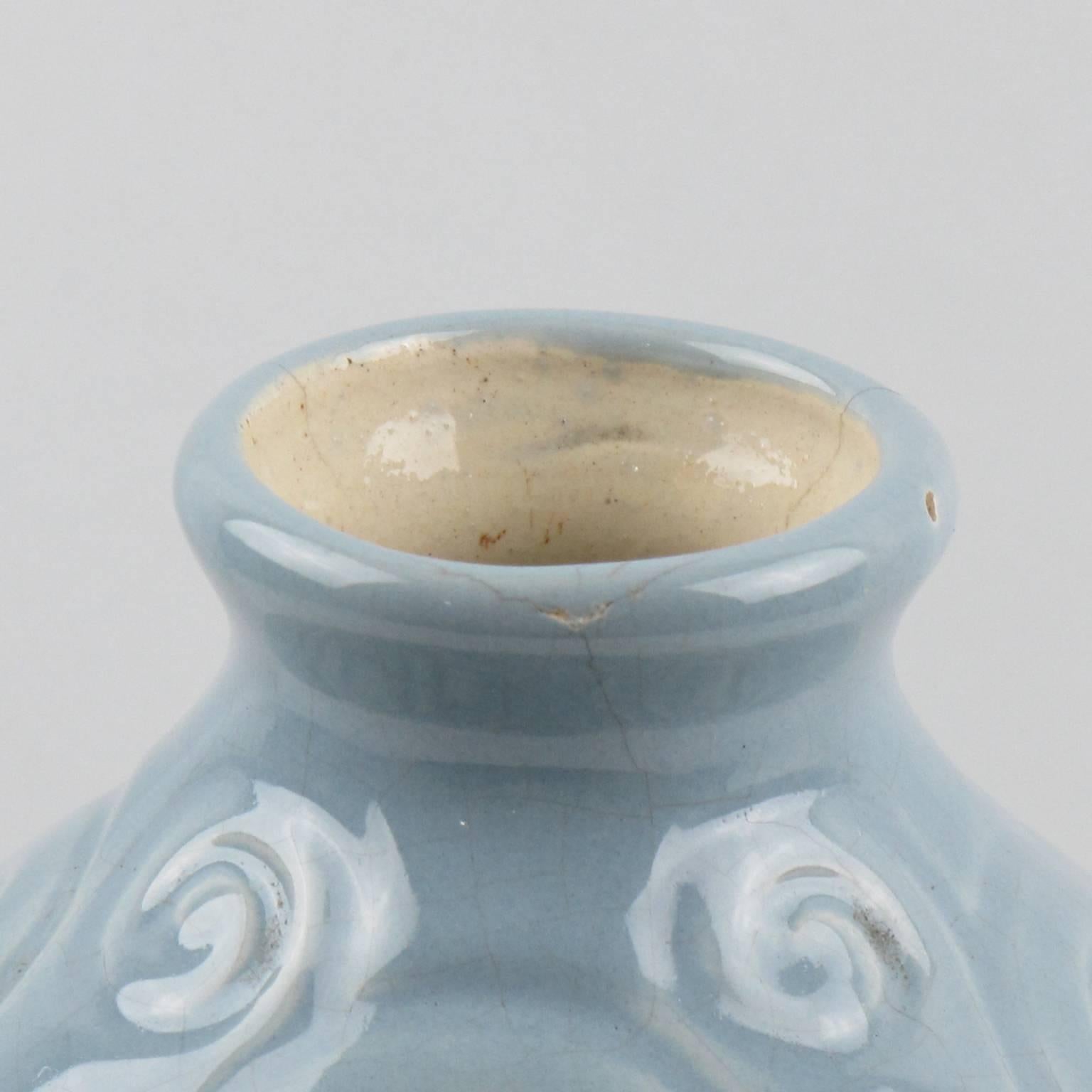 Midcentury Baby Blue Ceramic Glaze Vase by Saint Clement, 1950s 2