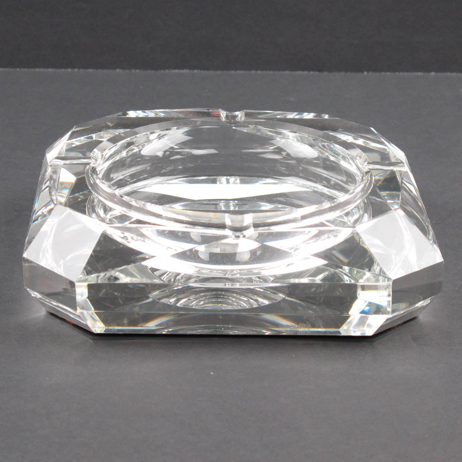 Jean Luce 1930s French Art Deco Mirrored Glass Cigar Ashtray Desk Tidy 1