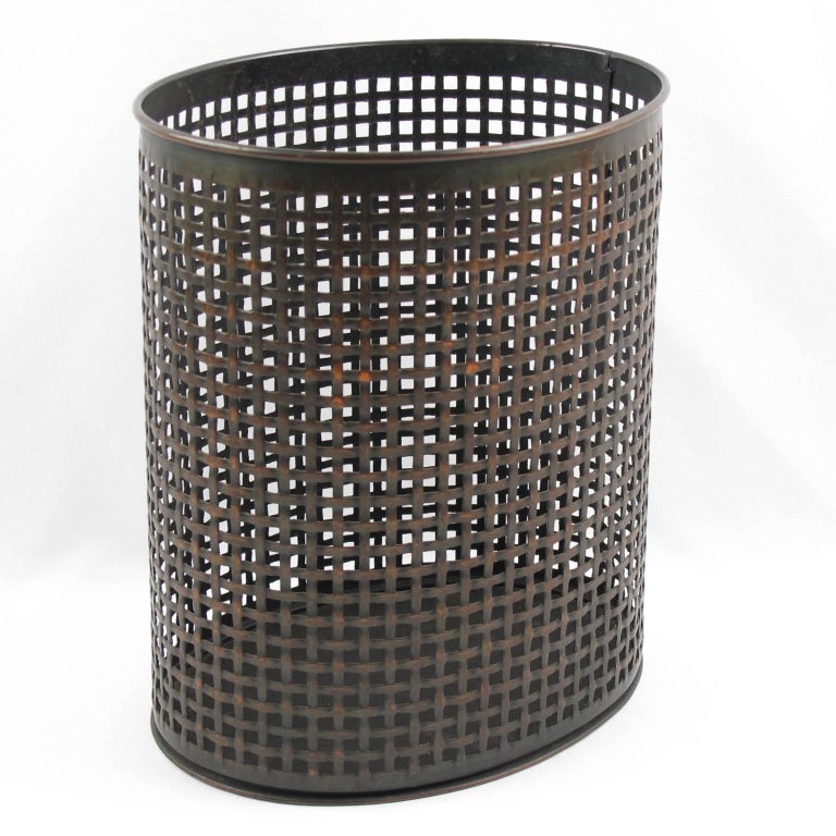 Perforated Metal Industrial Waste Basket in the Manner of Mathieu
