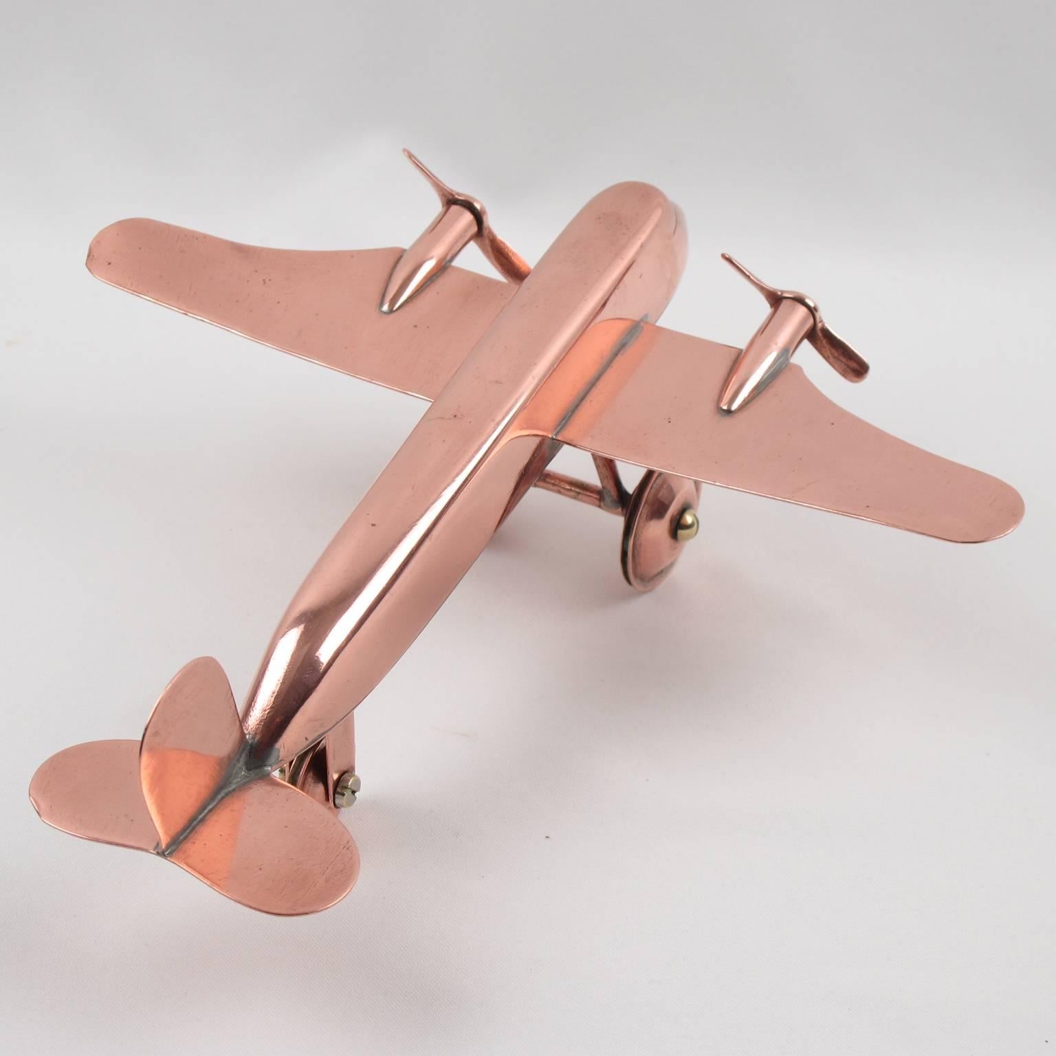 Mid-20th Century 1950s Mid-Century Modernist Copper Airplane Model