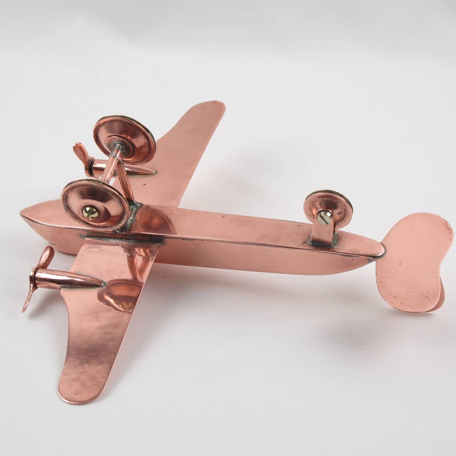 1950s Mid-Century Modernist Copper Airplane Model 3