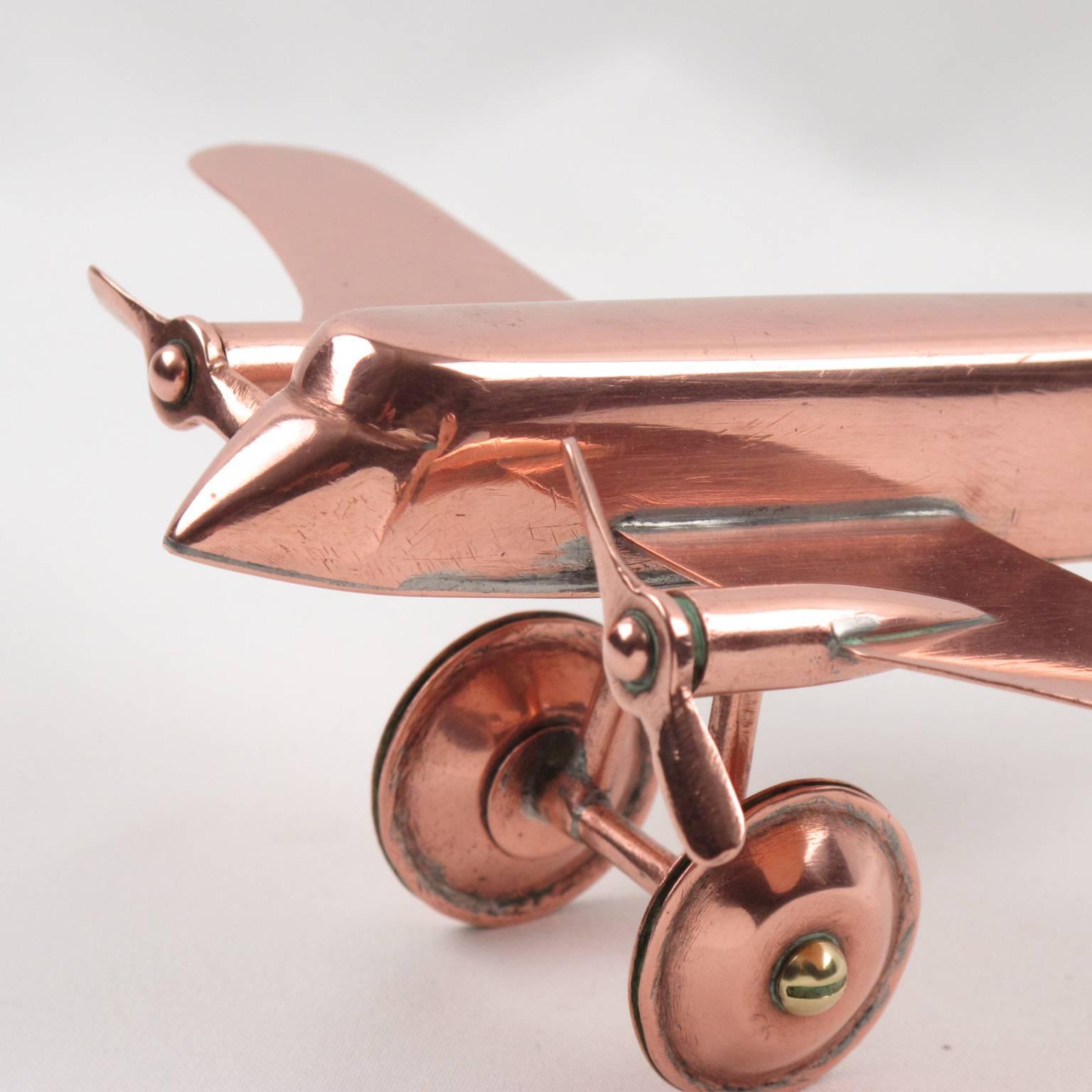 1950s Mid-Century Modernist Copper Airplane Model 1