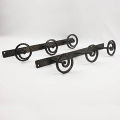 1910s French Art Nouveau Wall Mounted Pair of Wrought Iron Coat Rack