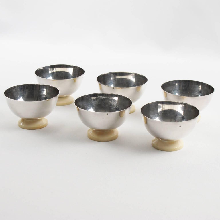 Art Deco Silver Plate Ice Cream Cup Set and Serving Tray by Christofle