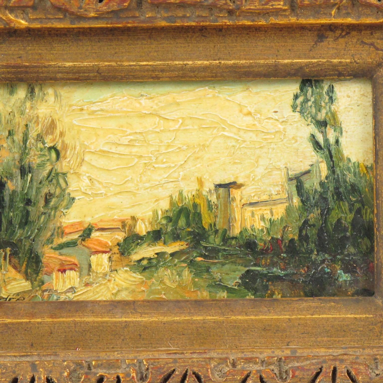 Wood 20th Century French Alexandre Mediterranean Landscape Miniature Painting