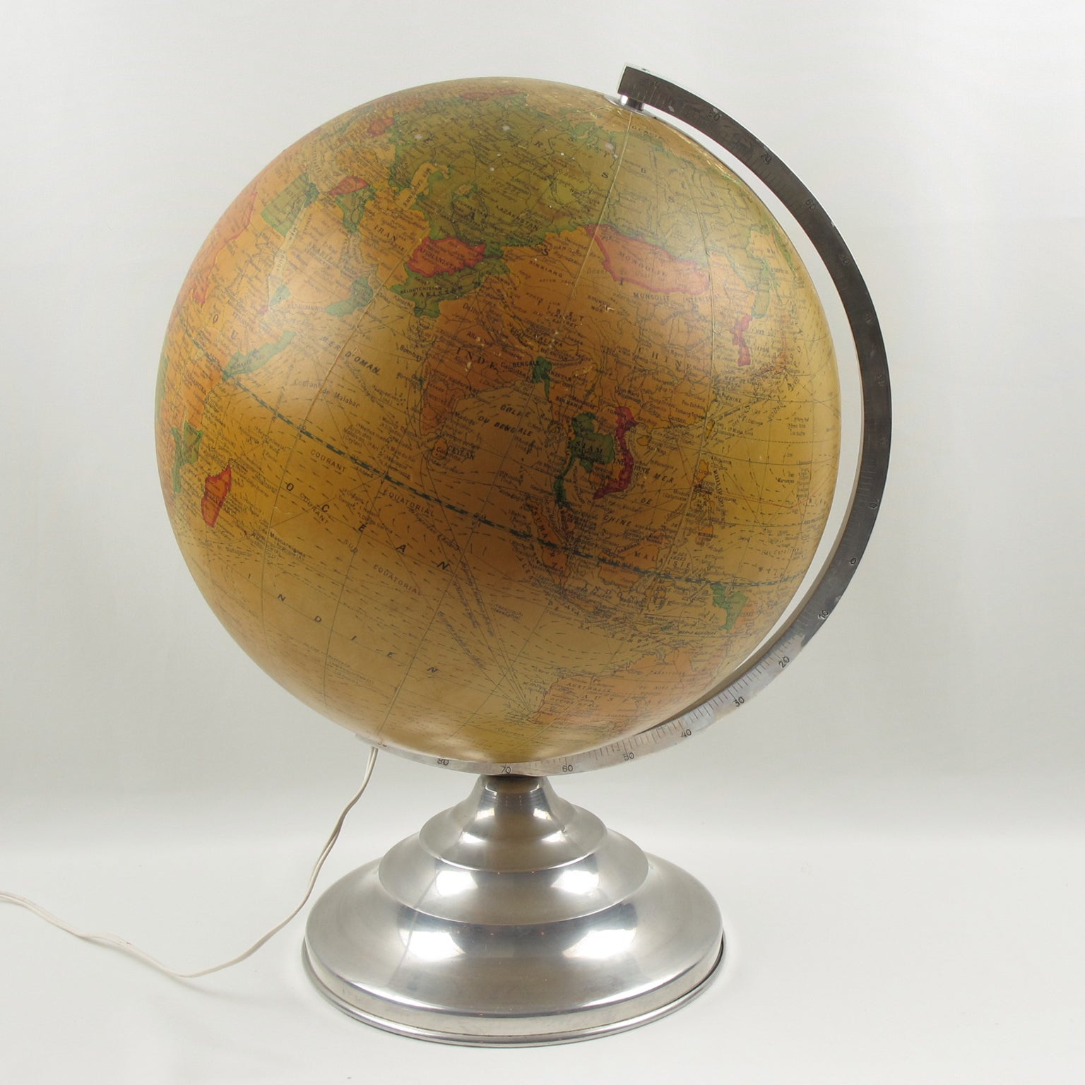 French Barrere And Thomas Terrestrial Glass Globe And Lamp On French Barrere And Thomas Terrestrial Glass Globe And Lamp On