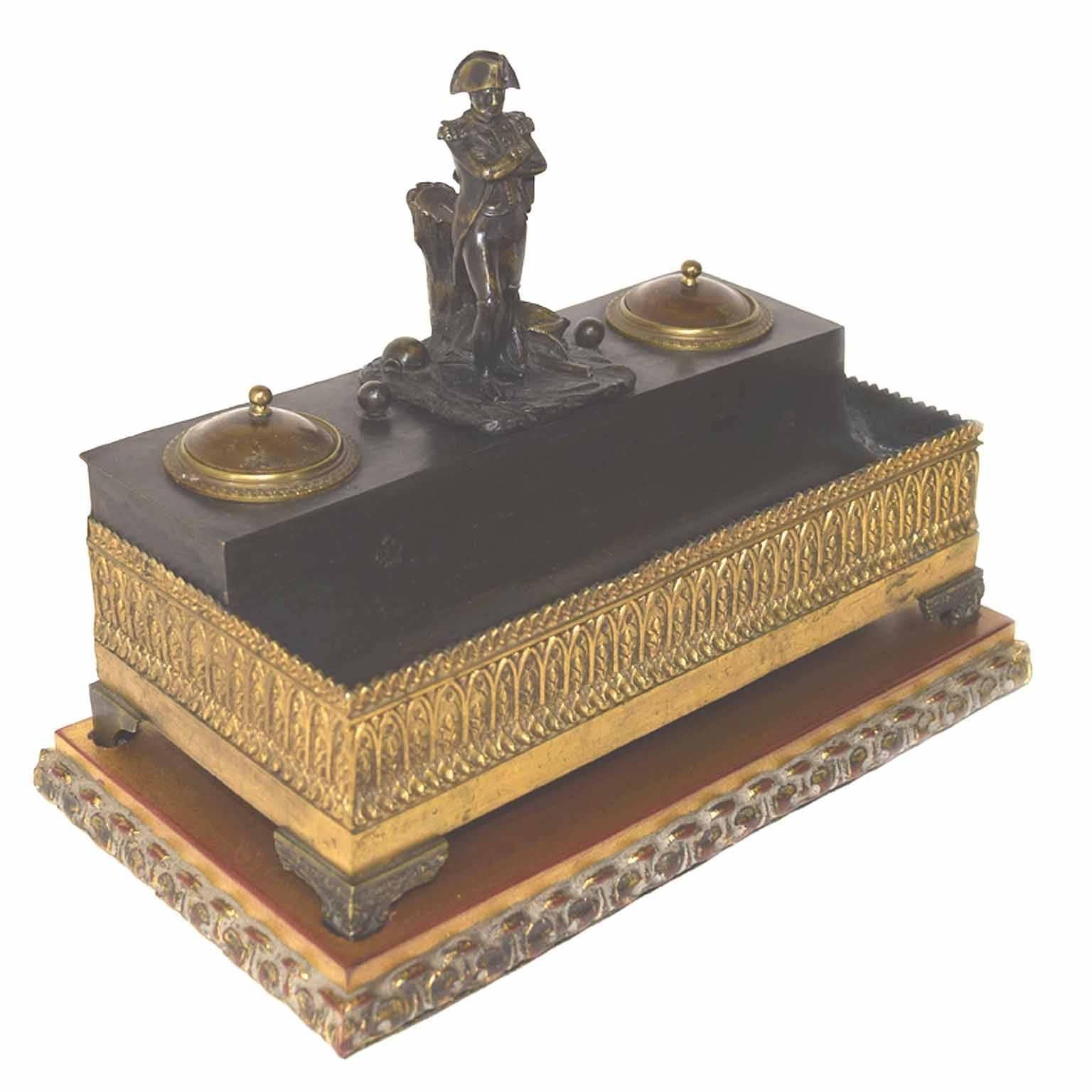Very Fine Antique French Charles X Period Ormolu Napoleon Ink Well, circa 1825 For Sale