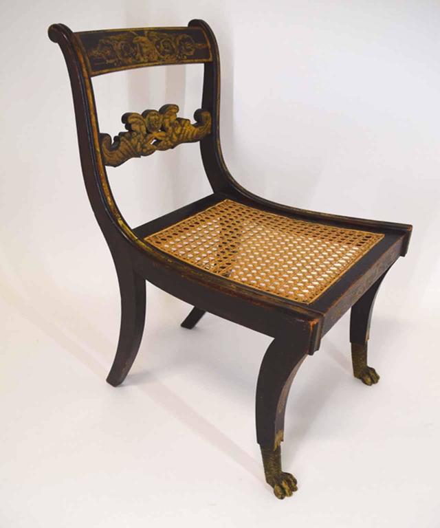American Classical Carved And Gilt Stenciled Fancy Chair Circa 1815