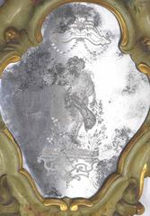 Pair antique Venetion Rococo painted floral decorated wall mirrors, circa 1860.