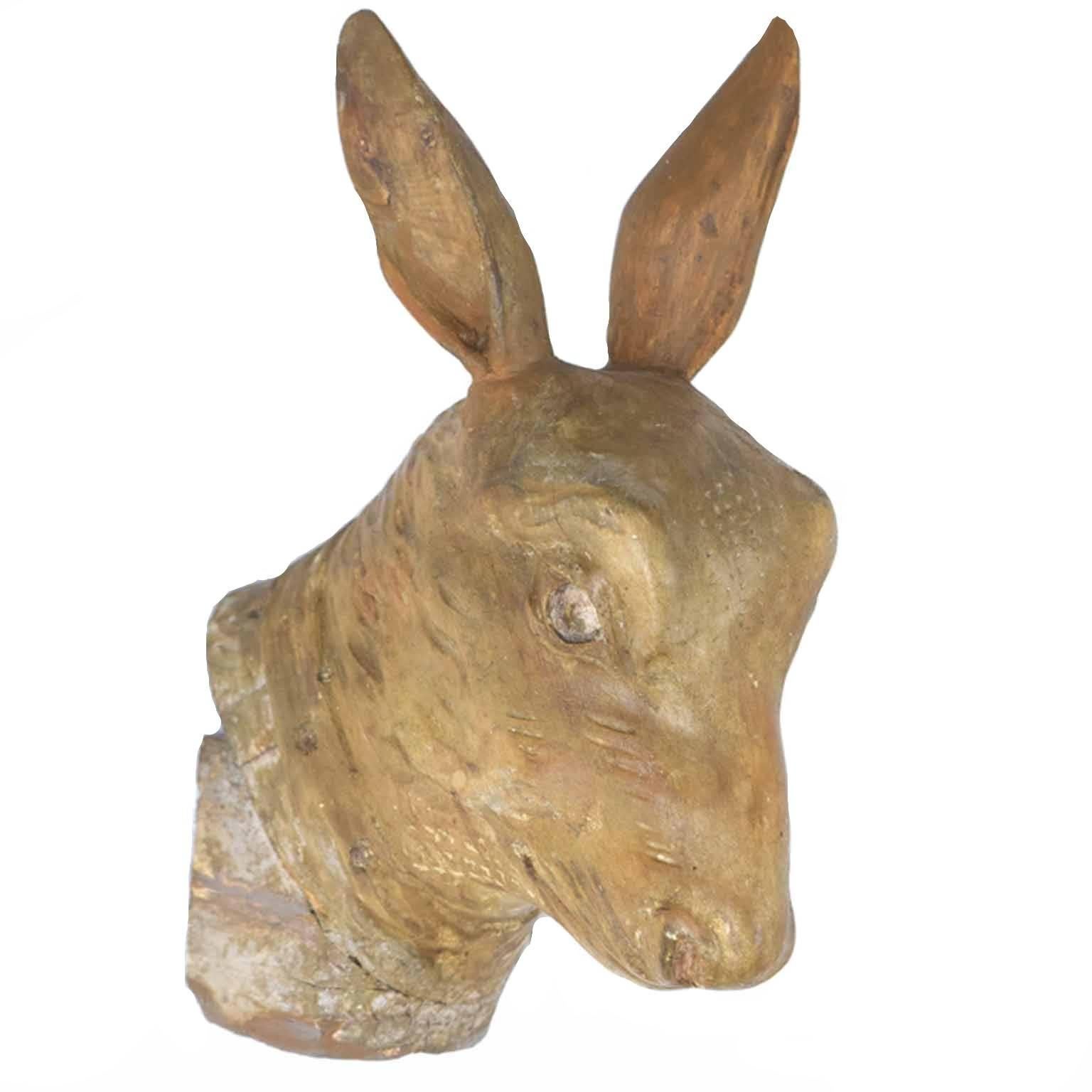 Pair of Antique French Napoleon III Period Hand-Carved Rabbit Heads ...