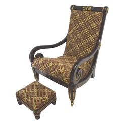 Pair of Antique English George iv Regency Goldleaf Library Chairs; circa 1825