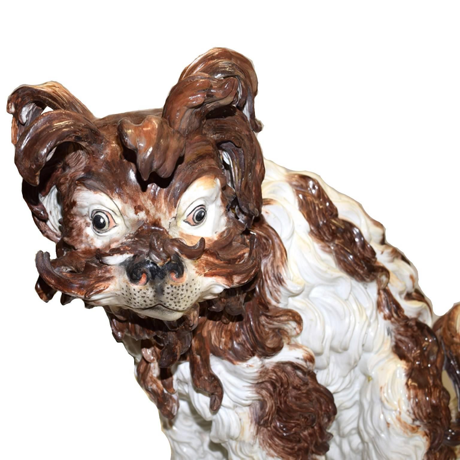 Other Most Rare Antique German Dresden Porcelain Hound, circa 1880 For Sale
