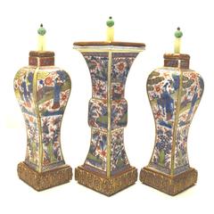 Highly Decorative 18th Century Chinese Export Garniture Set, circa 1760