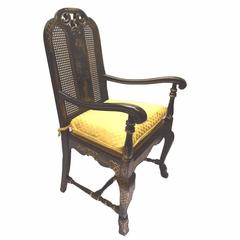 Highly Decorative Antique English William & Mary Japanned Armchairs, circa 1860