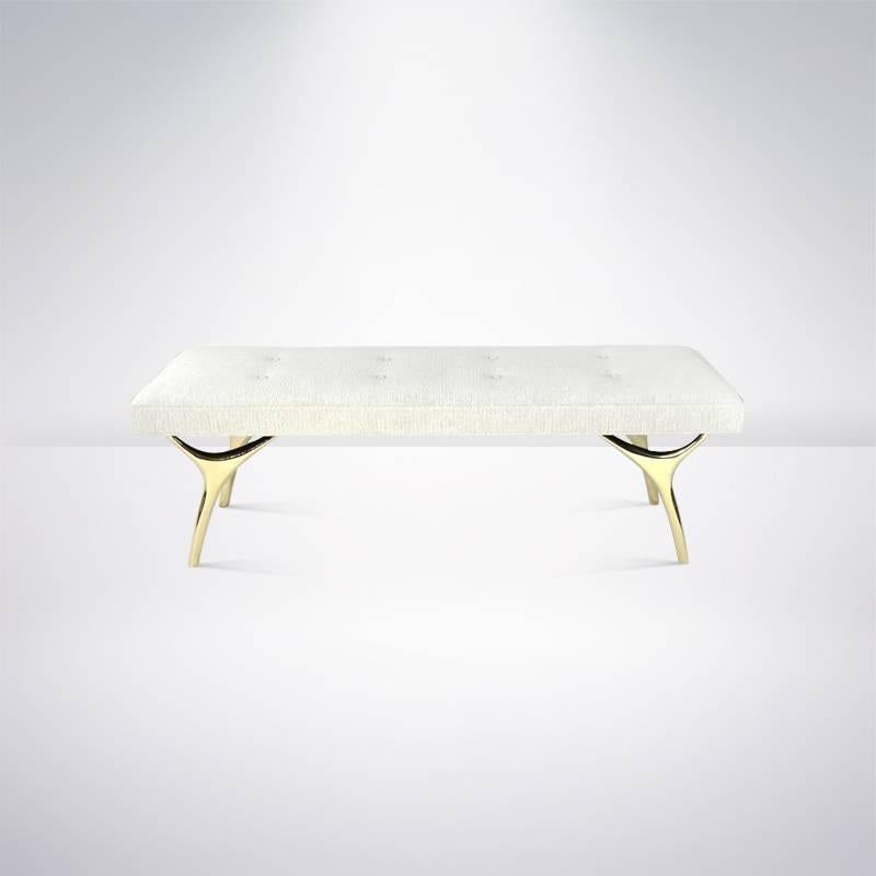 American Crescent Brass Bench For Sale