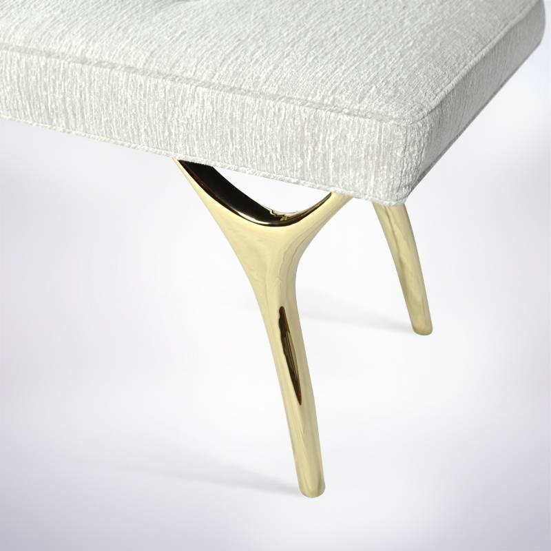Contemporary Crescent Brass Bench For Sale