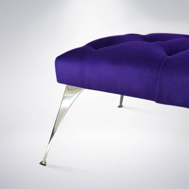 Extra Long Tufted Purple Wool Bench For Sale At 1stdibs
