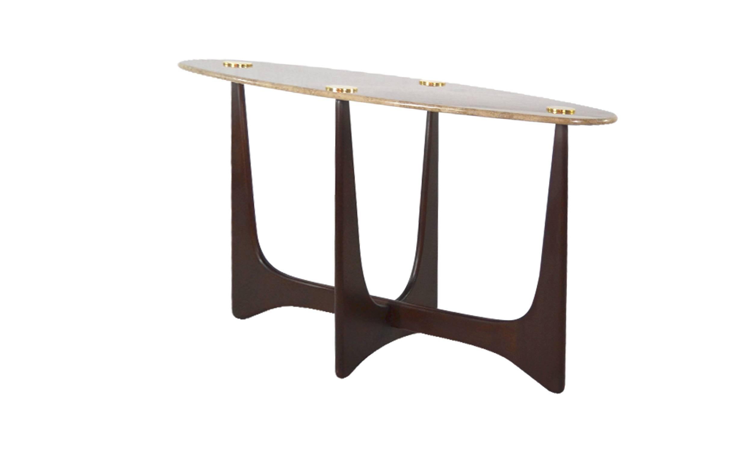 Walnut Marble-Top Opalo Console Table For Sale