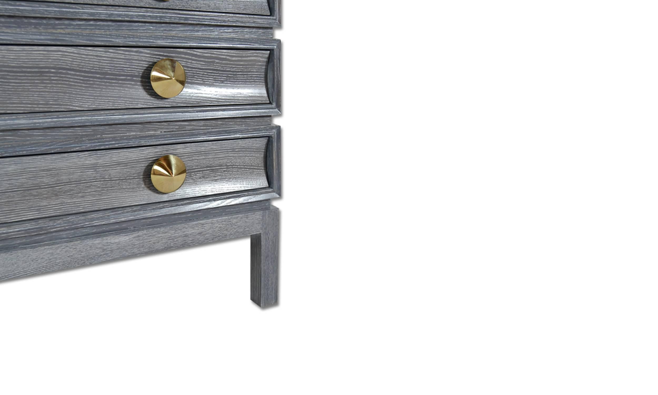 Contemporary Pair of Stacked Bedside Tables in Grey Ceruse For Sale