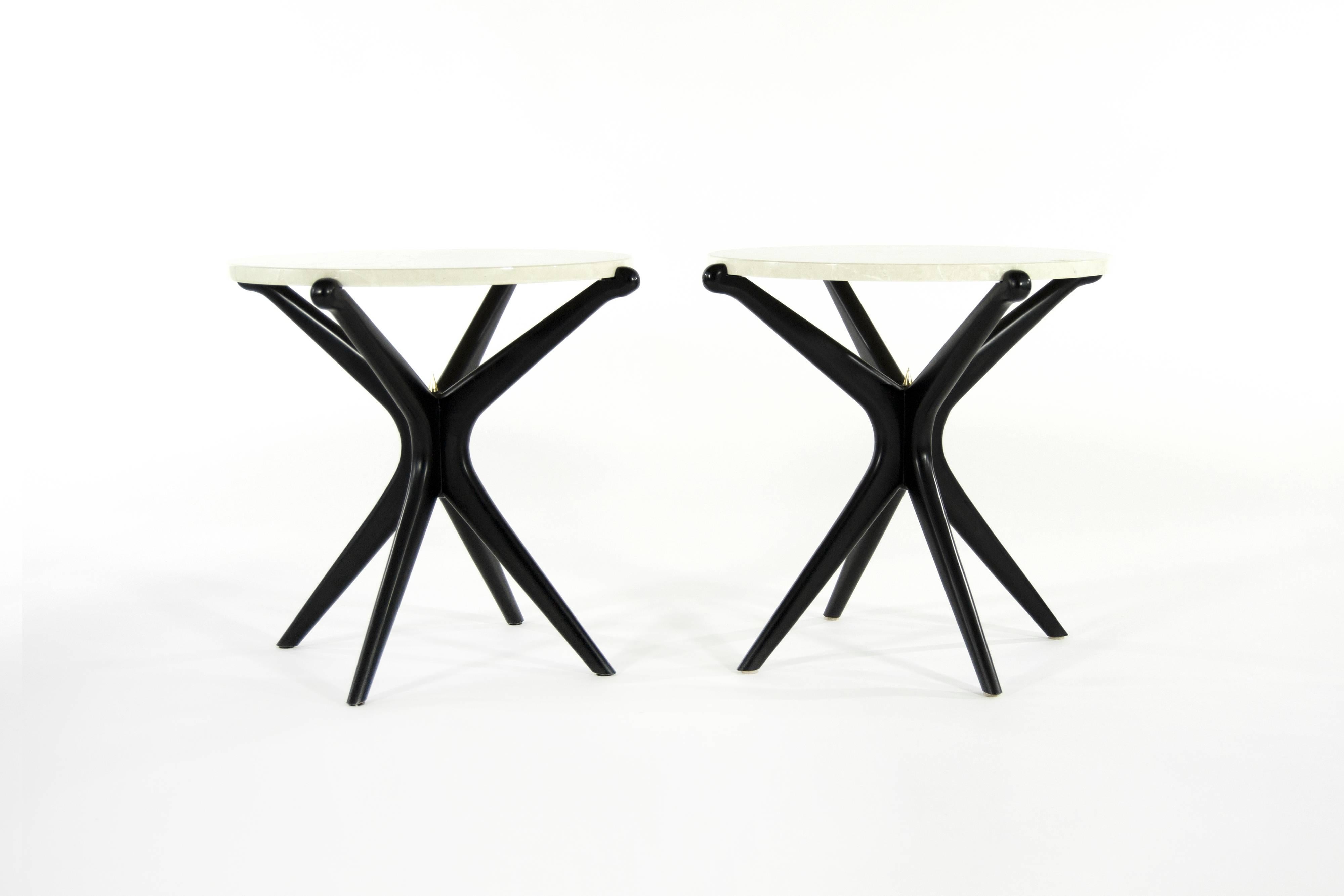 American Pair of Ebonized Gazelle Collection End Tables For Sale
