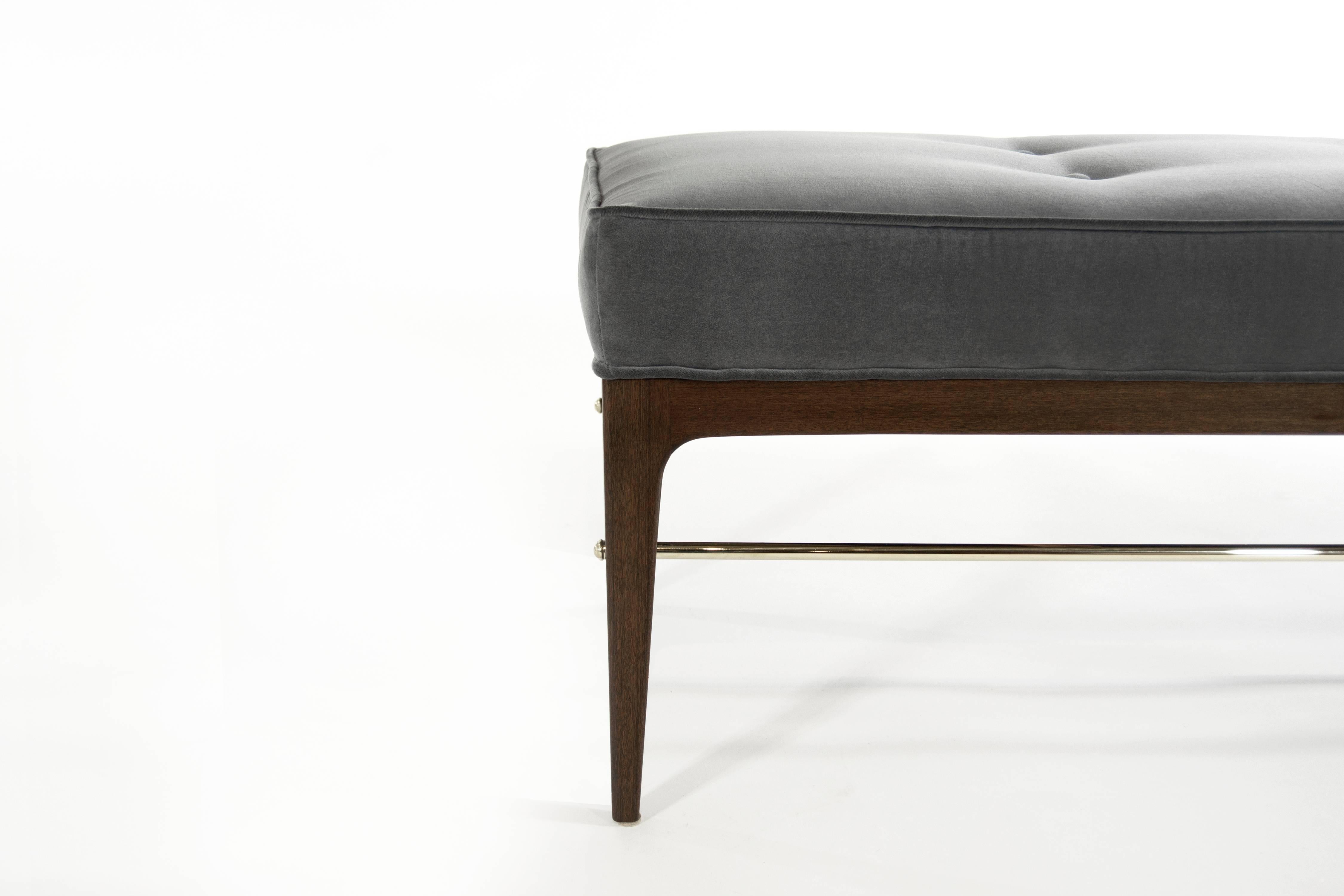 Contemporary Mahogany Brass Rodded Bech For Sale
