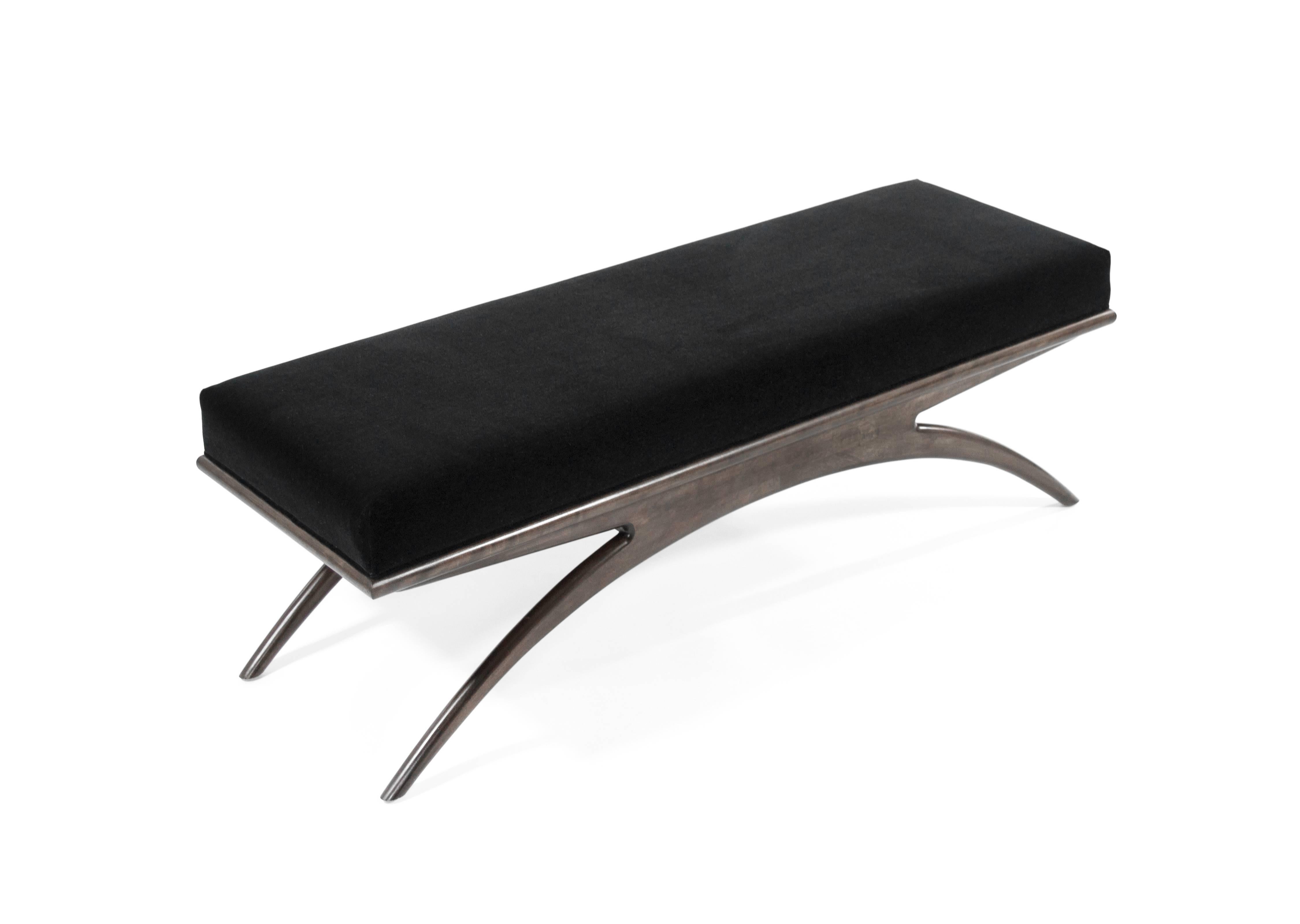 Mid-Century Modern Walnut Convex Bench