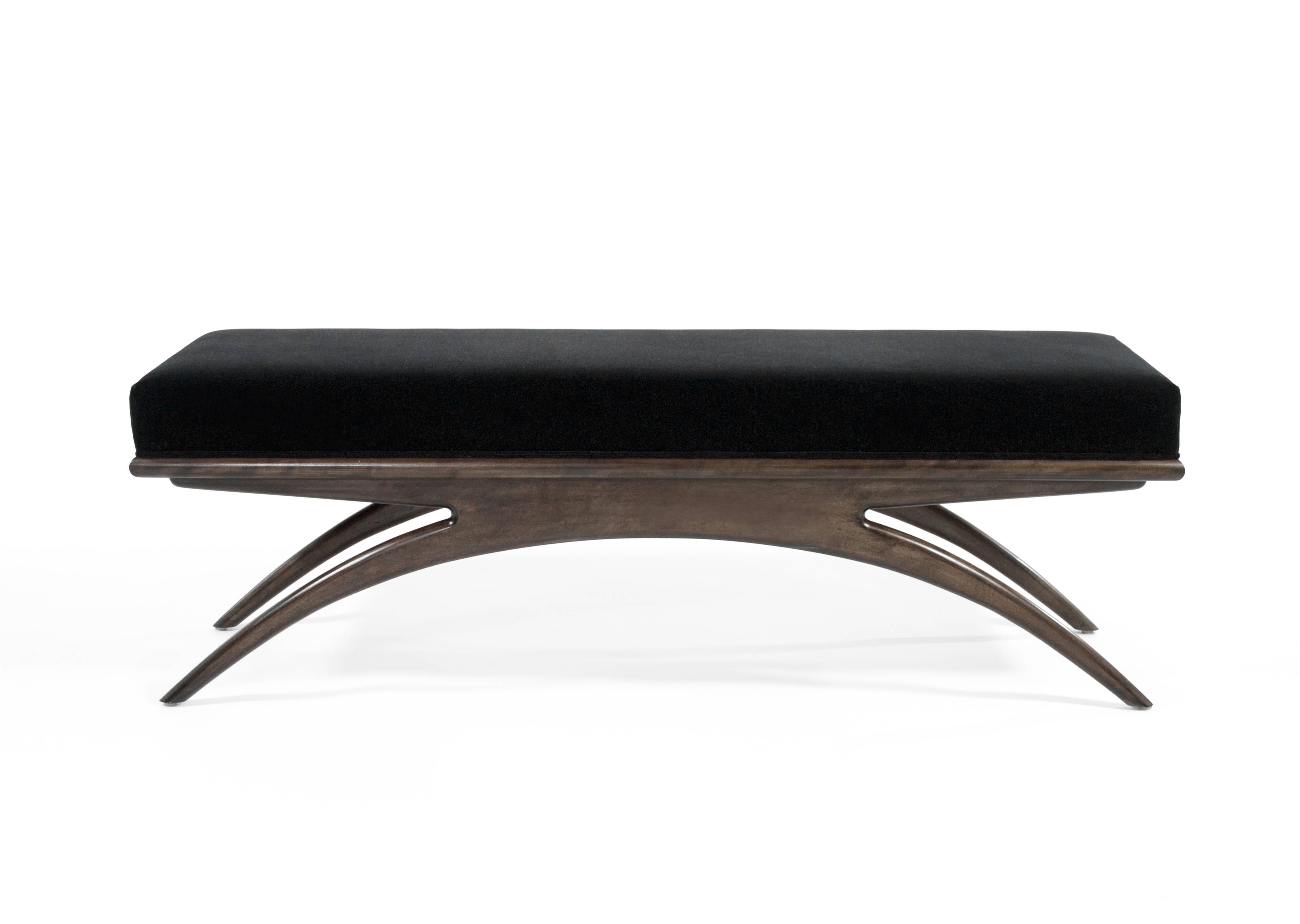 Walnut Convex Bench In Excellent Condition In Westport, CT