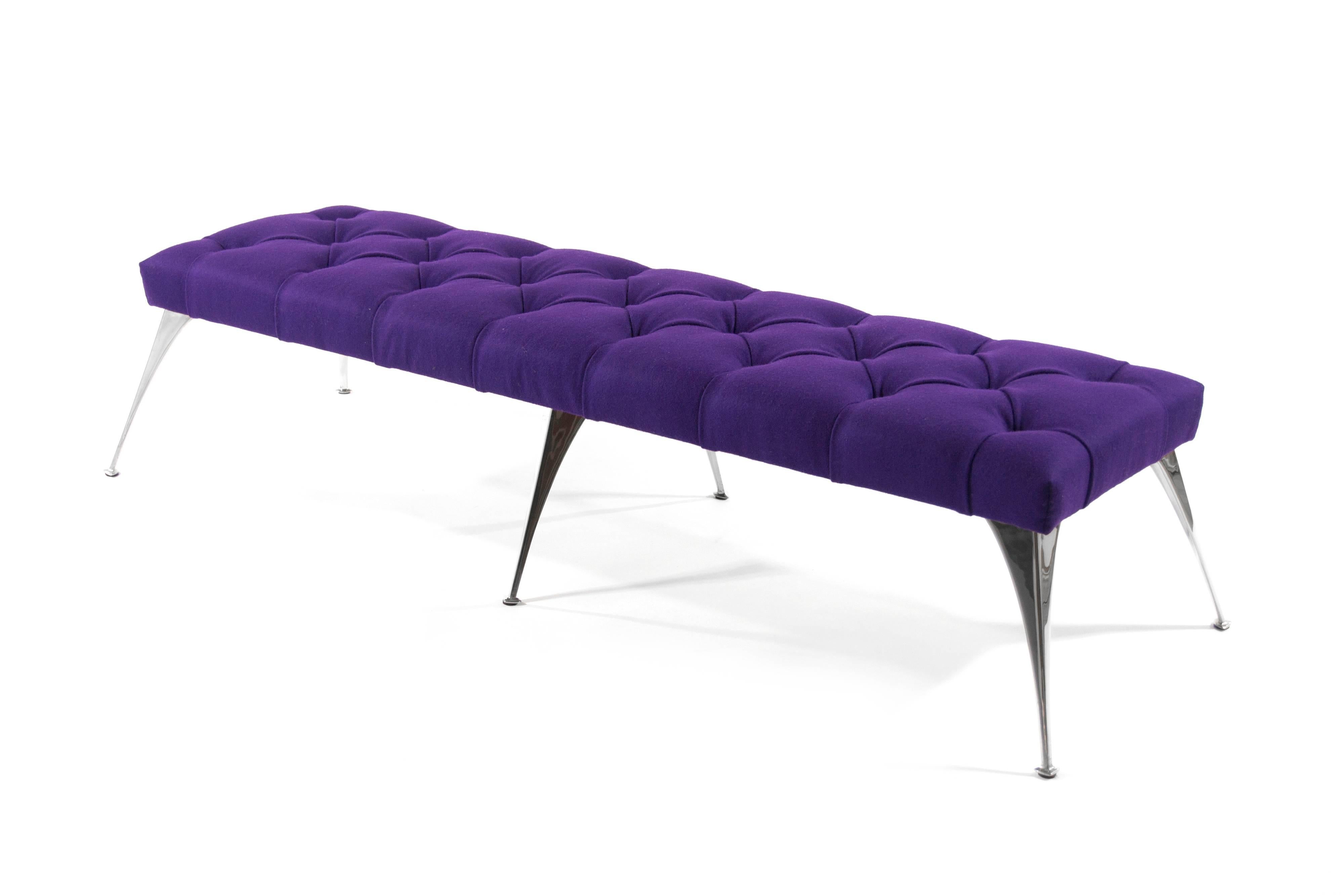 American Extra Long Tufted Bench in Wool For Sale