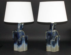 Pampas Wild Horses Ceramic Table Lamps by Christina Praestgaard, Swedish 1970s