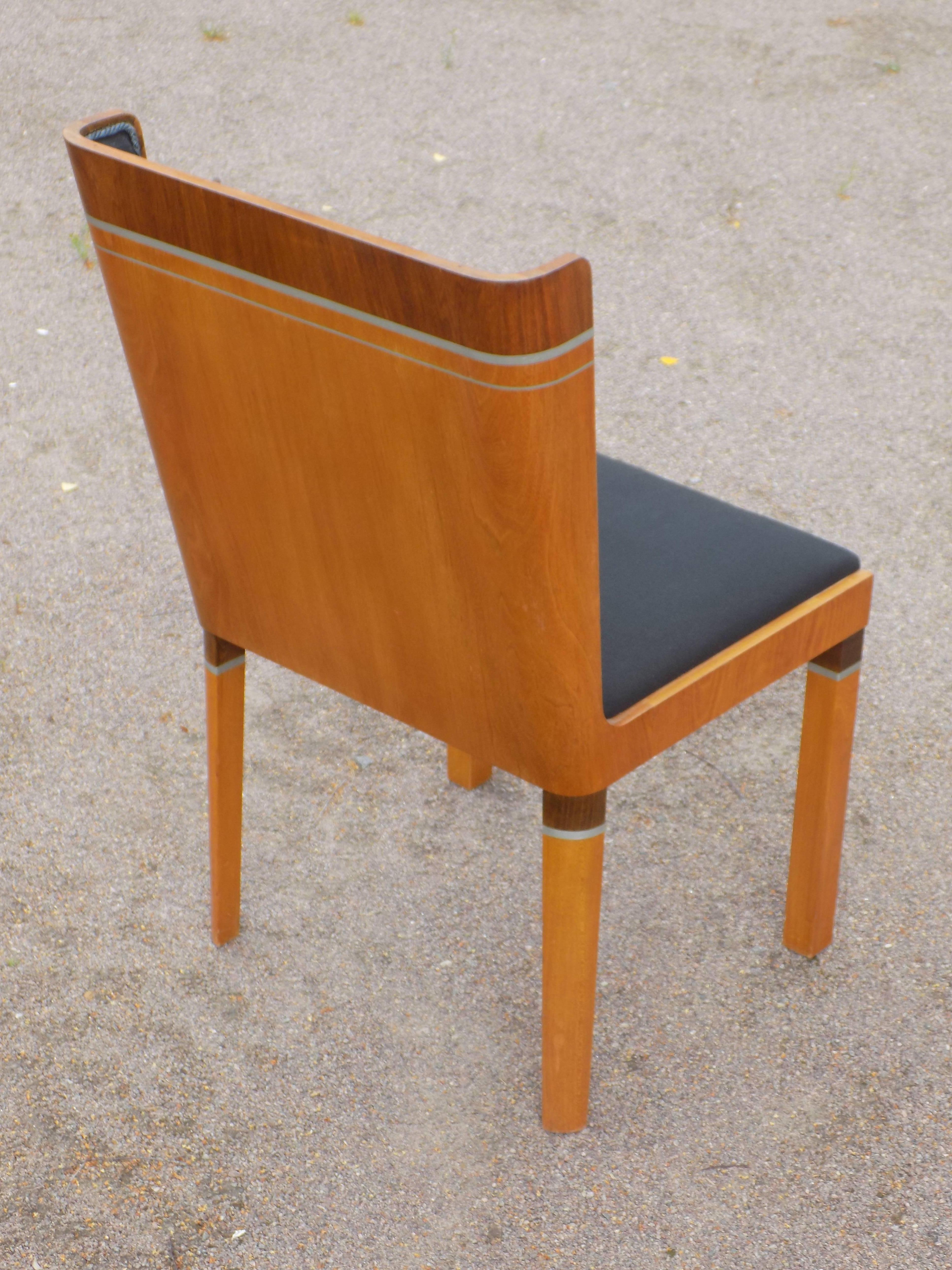 Mid-20th Century Set of Four Stunning Dining Chairs in Swedish Art Deco by Carl Bergsten
