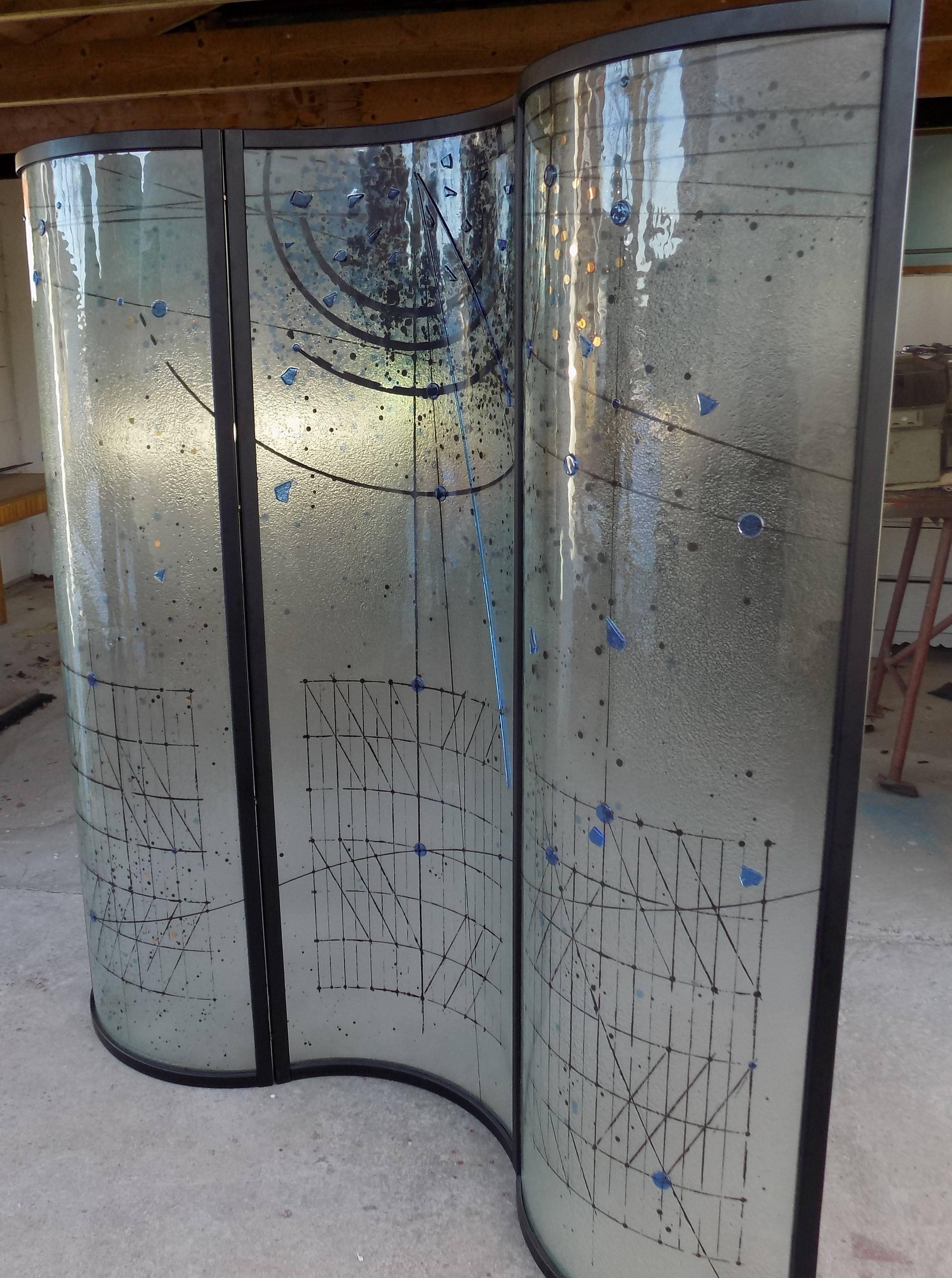 Italian Rare Glass Room Divider or Voyeur Screen for Fiam, Design Vittorio Livi 