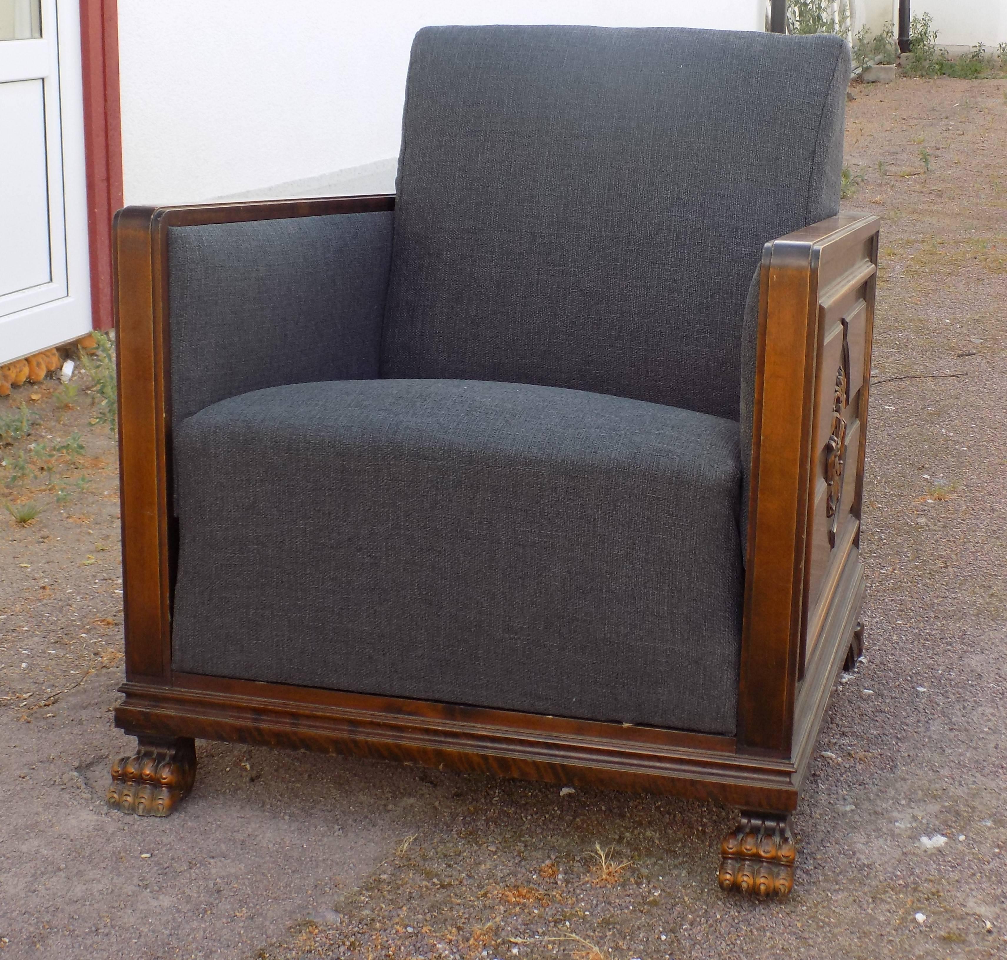 Two Pairs of Swedish Art Deco Period Club Chairs In Excellent Condition In Skanninge, SE