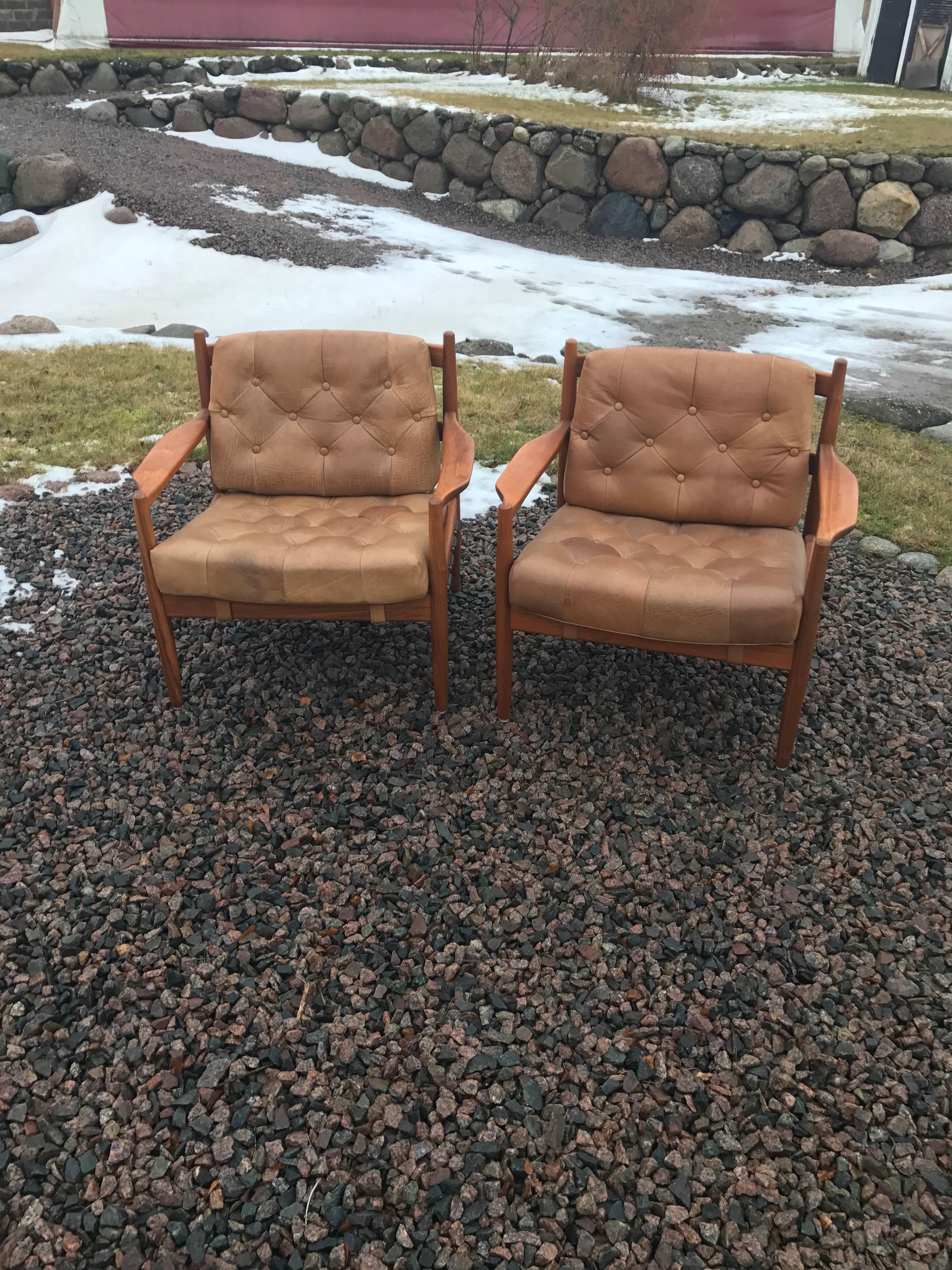 Pair of Armchairs by Ingemar Thillmark for OPE Mobler, Midcentury Modern 3