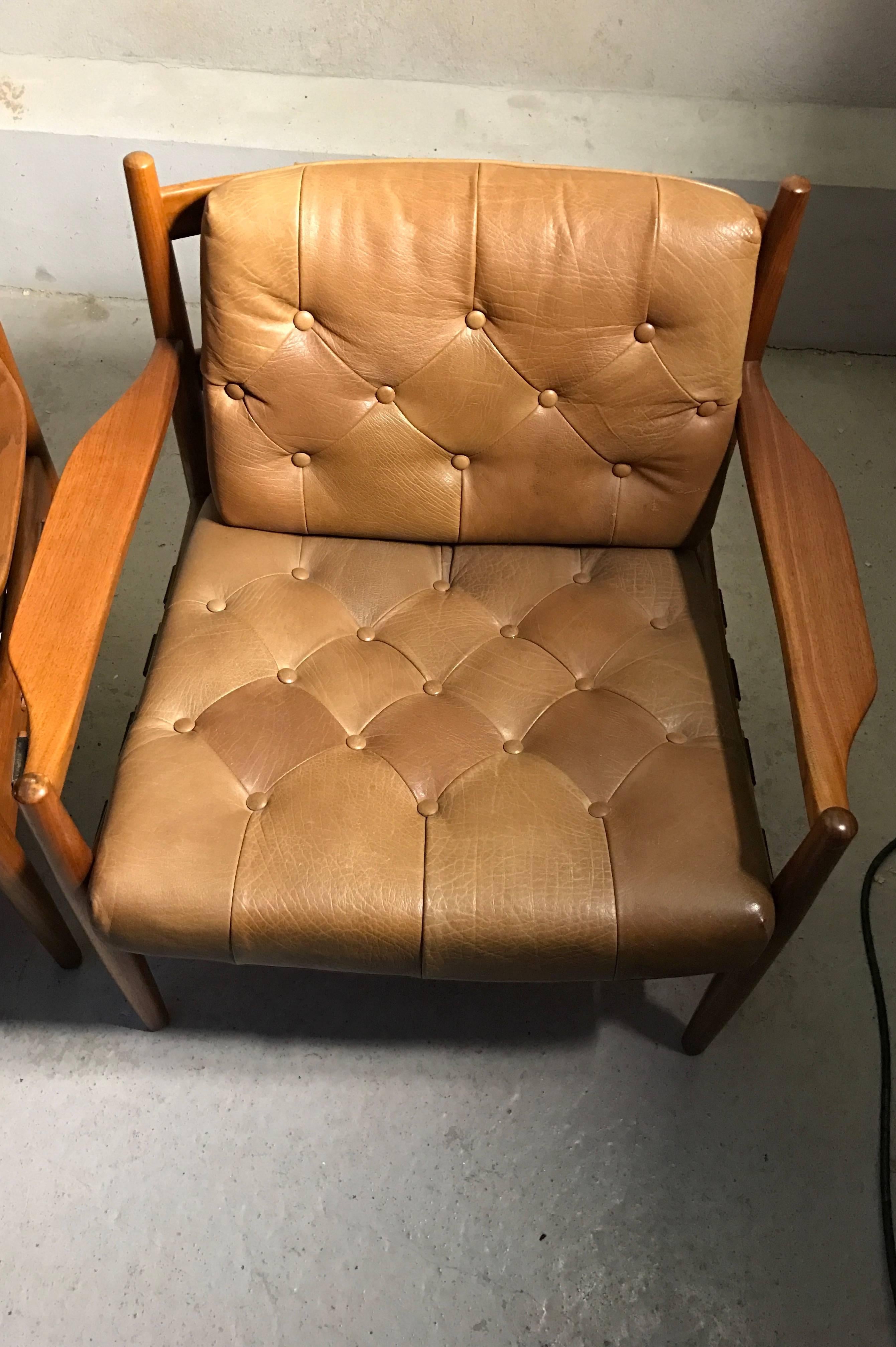 Beech Pair of Armchairs by Ingemar Thillmark for OPE Mobler, Midcentury Modern