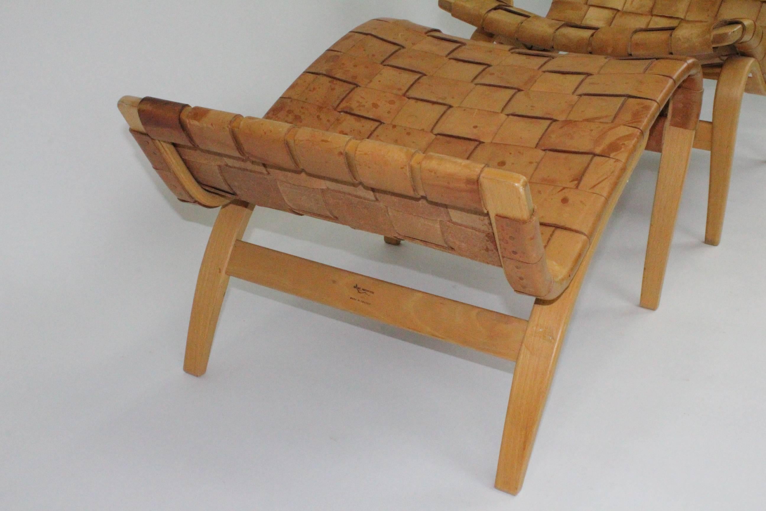20th Century Swedish Pernilla Lounge Chair with Ottoman by Bruno Mathsson for Karl Mathsson