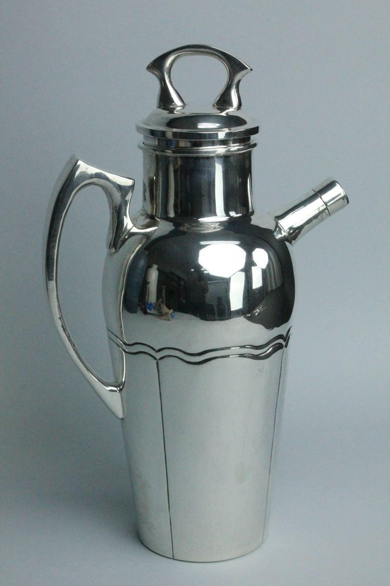 Heavy Mexican Sterling Silver Cocktail Shaker by Juvento Lopez Reyes at
