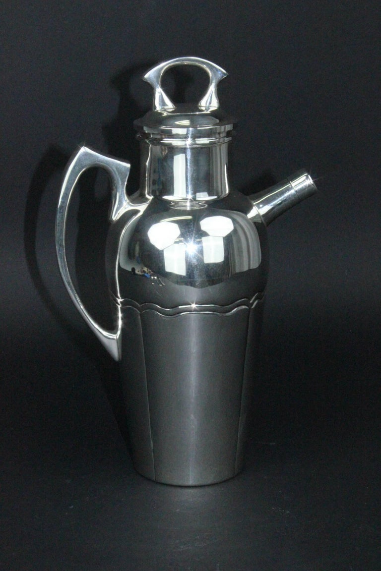 Heavy Mexican Sterling Silver Cocktail Shaker by Juvento Lopez Reyes at