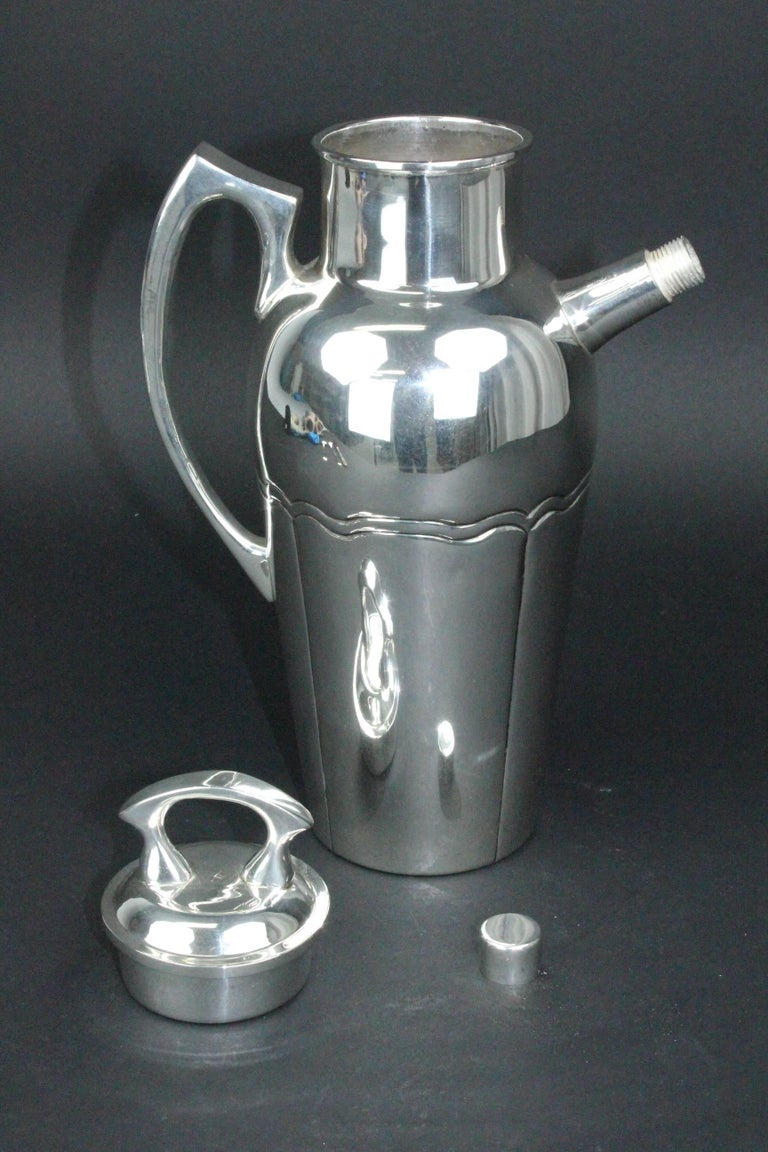 Heavy Mexican Sterling Silver Cocktail Shaker by Juvento Lopez Reyes at