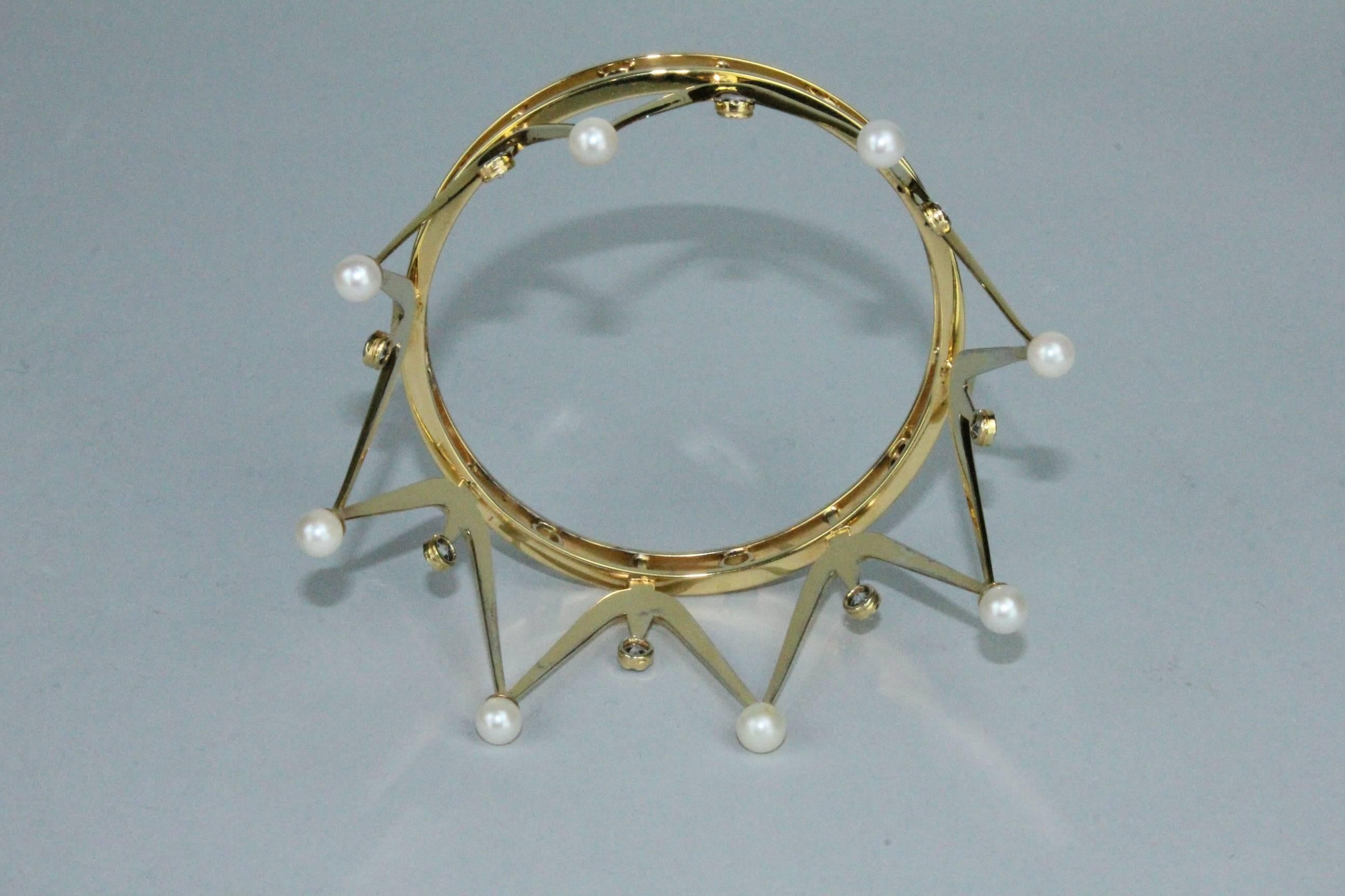 Bridal Crown in Gilt Silver, Pearls and Rock Crystal 2