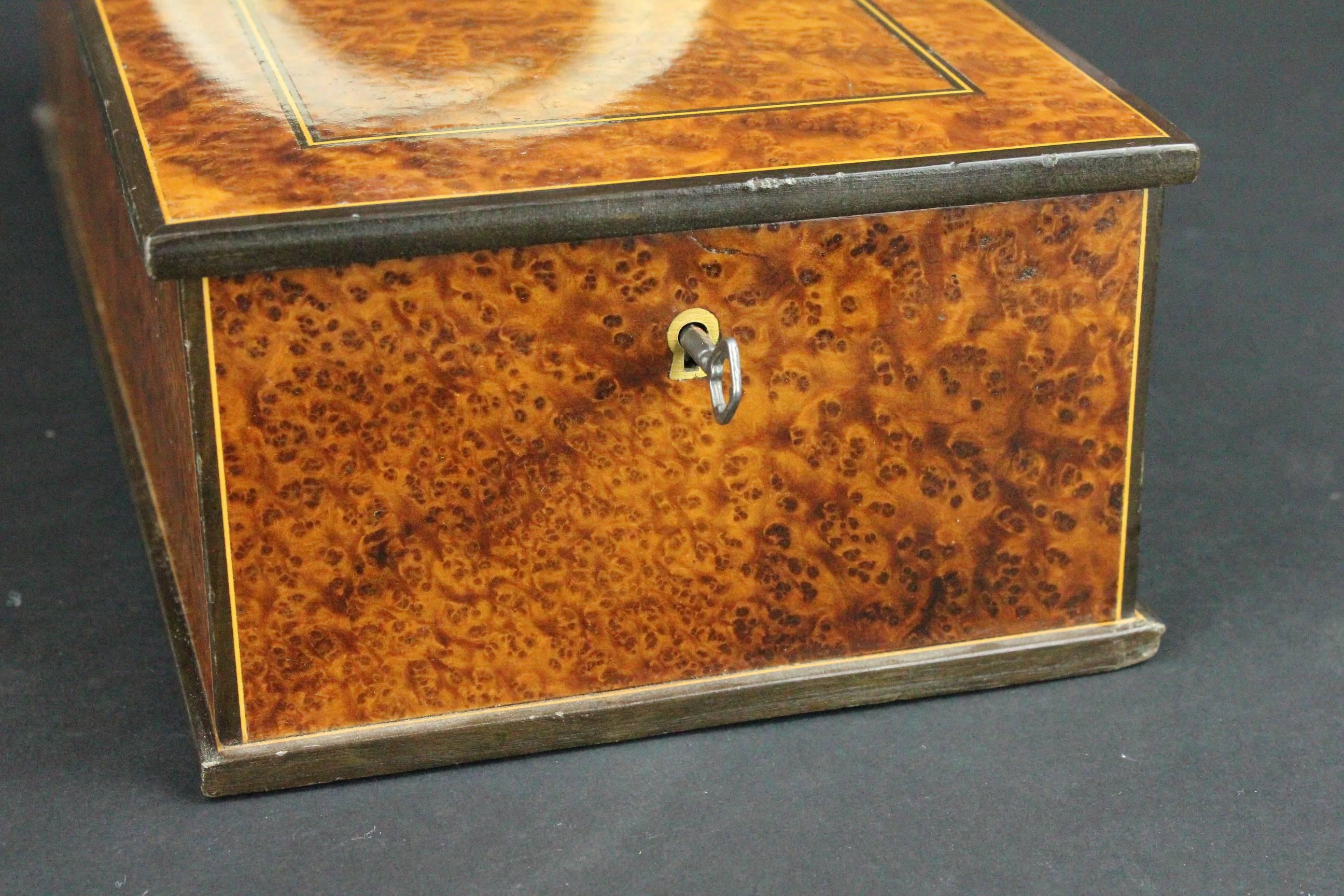 Brass Very Unusual 1920s Art Deco Amboyna Burl and Wild Boar's Tusks Cigar Box