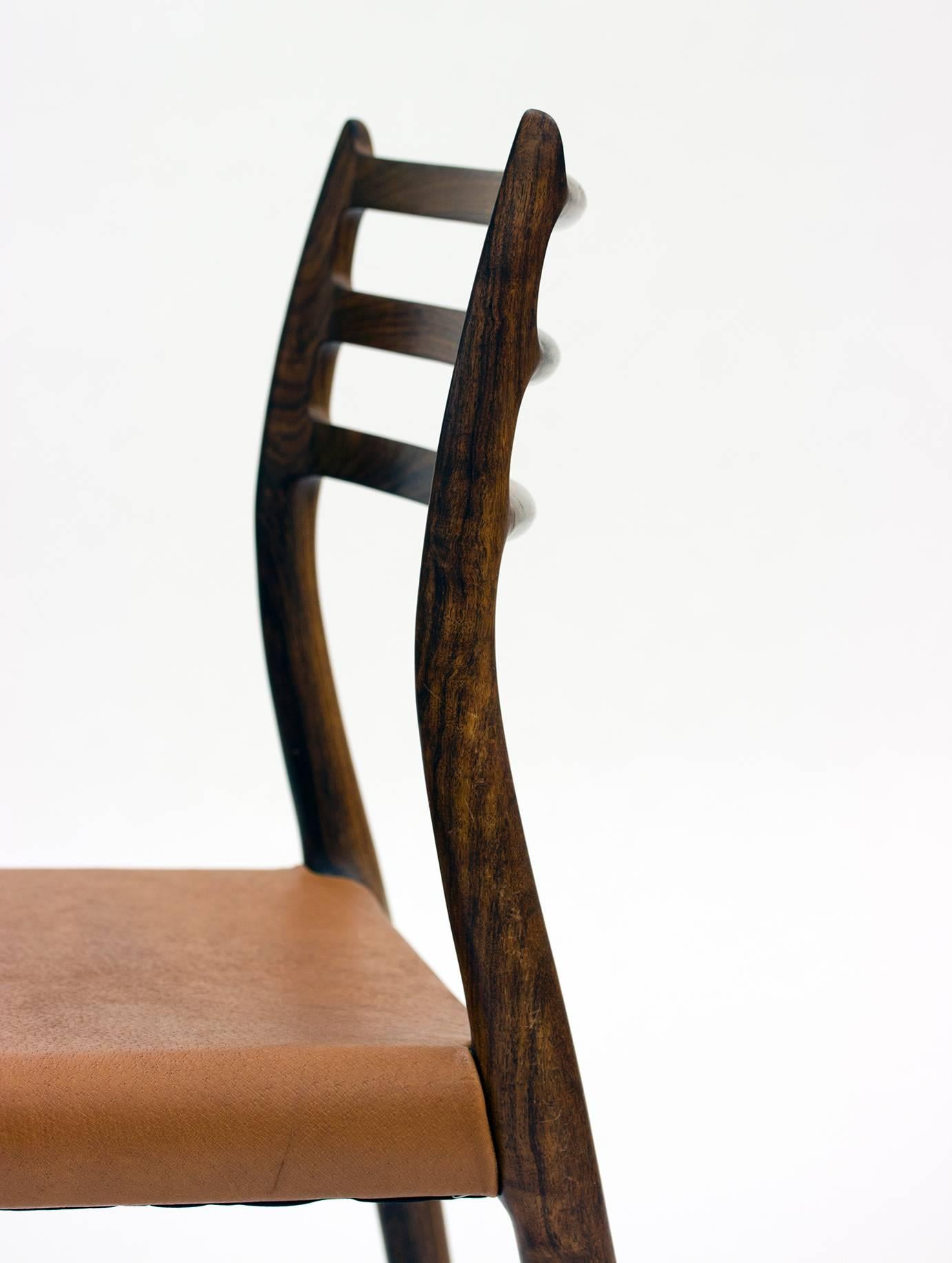 Mid-20th Century Set of Eight Model 78 Rosewood Chairs by Niels O. Møller, Designed 1962