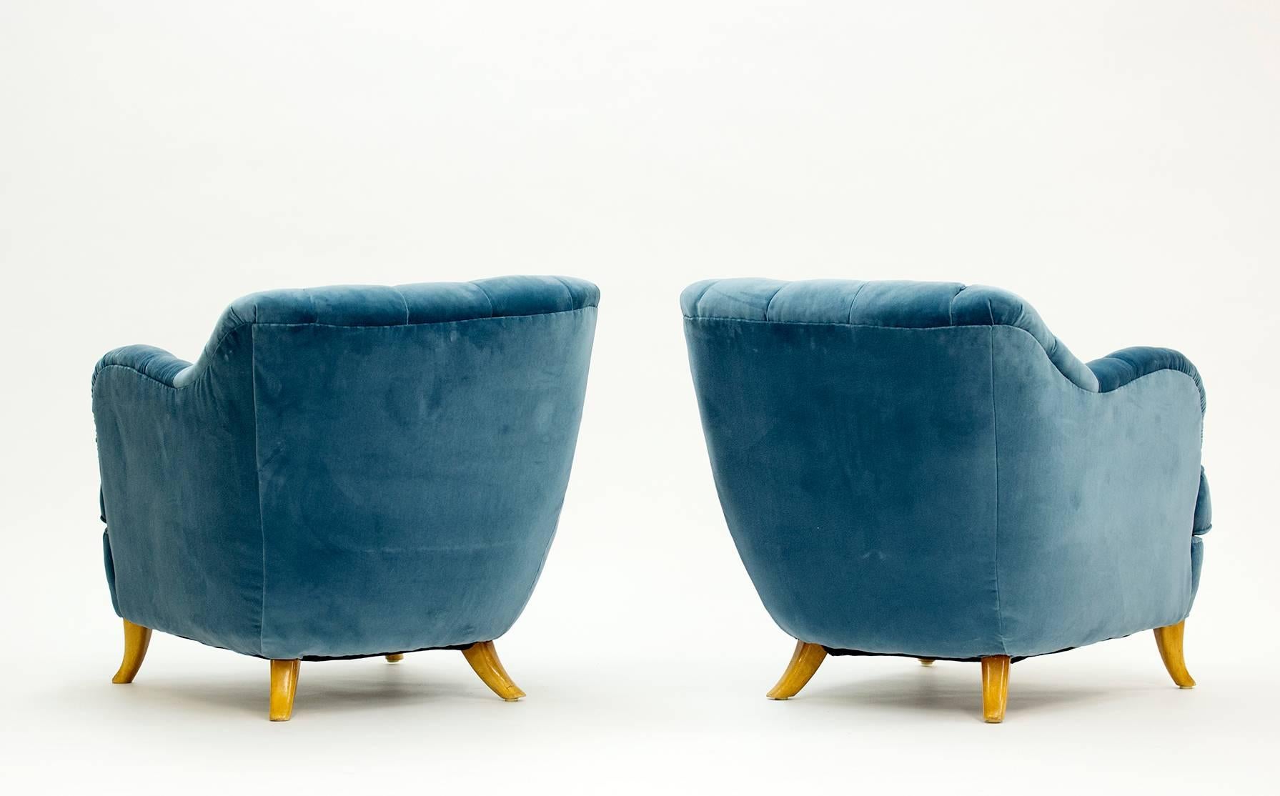 Scandinavian Modern Pair of Lounge Chairs by Elias Svedberg for NK