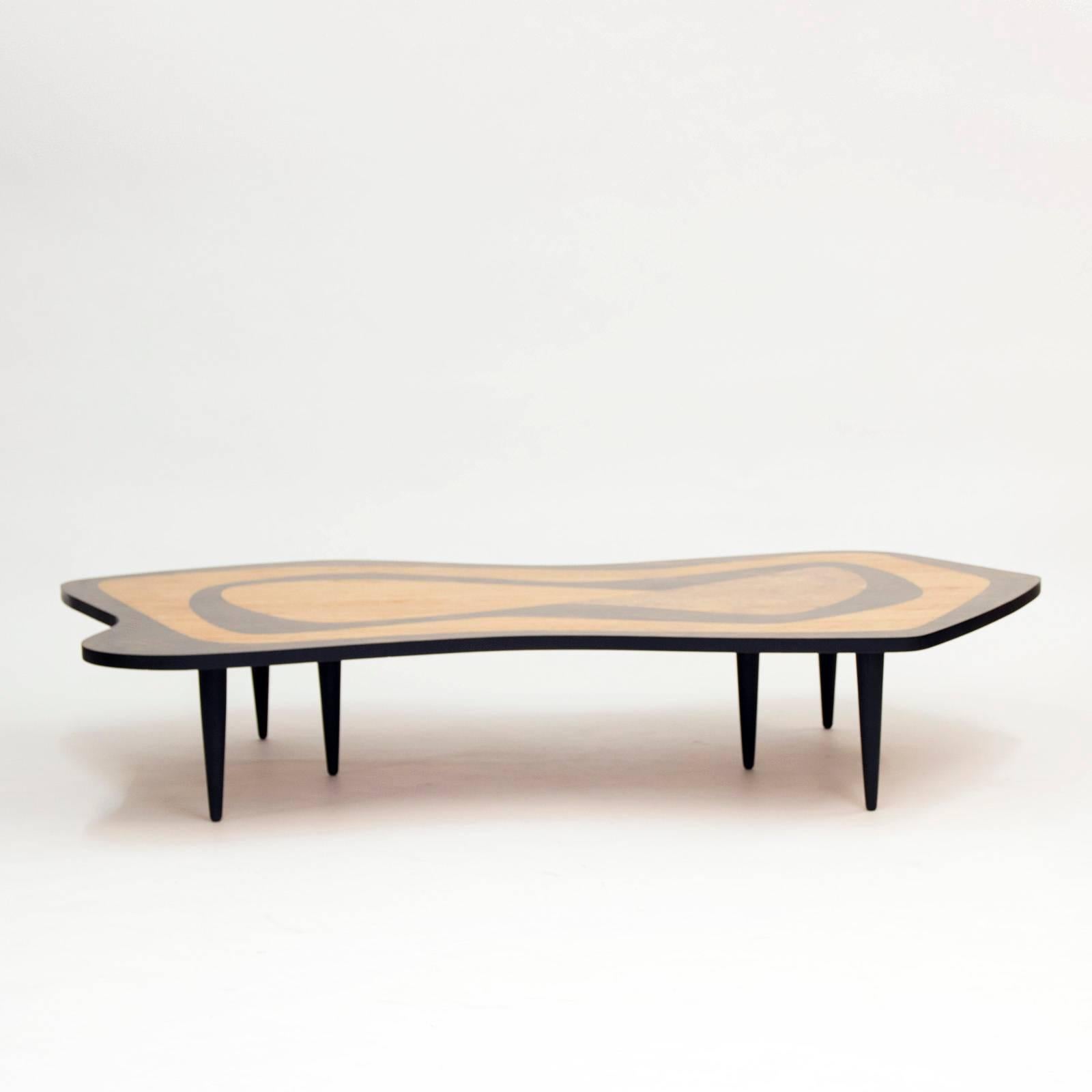 Mid-Century Modern Oversized 1950s Intarsia Coffee Table