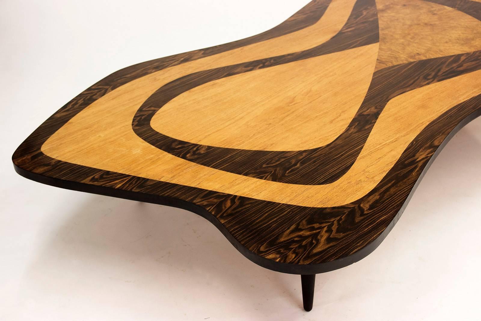 Oversized 1950s Intarsia Coffee Table In Excellent Condition In Stockholm, SE